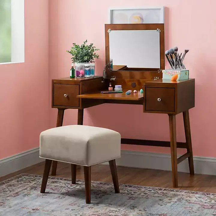 Walnut Viola Flip-Top 2-pc. Vanity Set