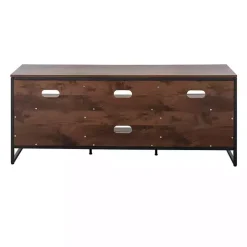 Walnut Wood and Black Steel Media Stand