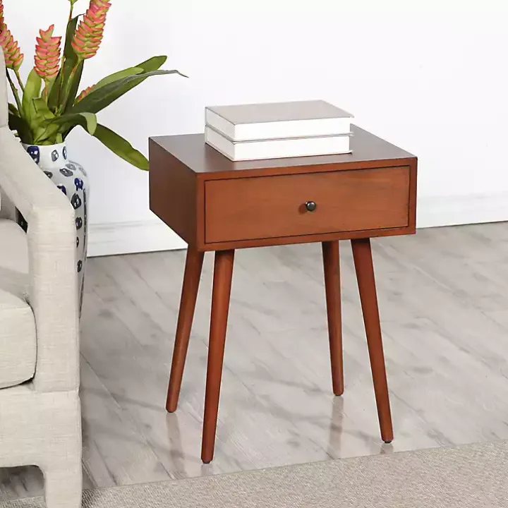 Walnut Wood 1-Drawer Arthur Accent Table