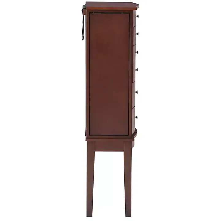 Walnut Wood 6-Drawer Maddie Jewelry Armoire