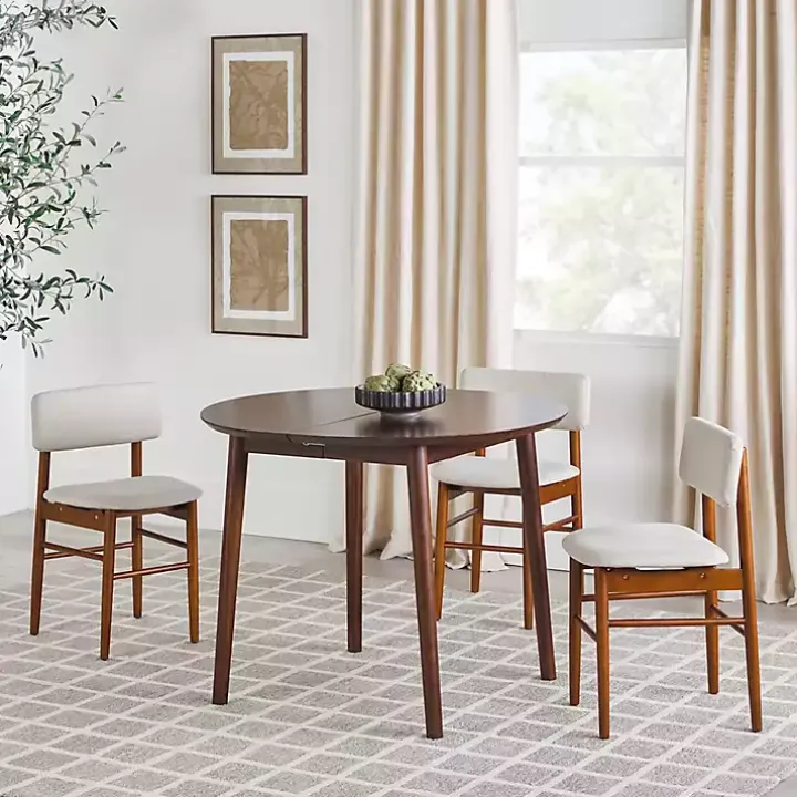 Walnut Wood Oval Dining Table with Leaf