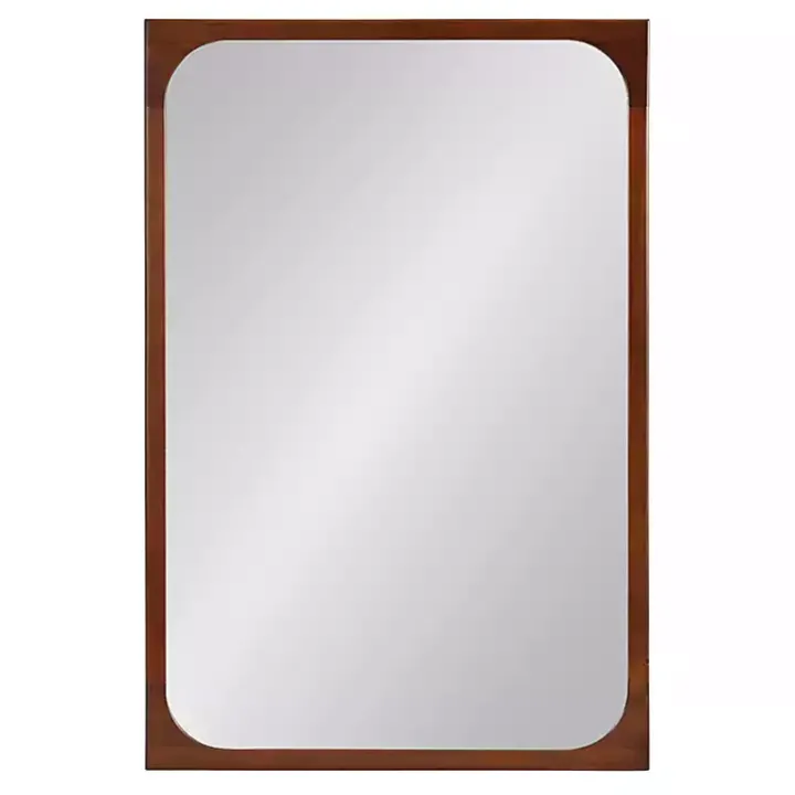 Warm Walnut Rounded Rectangle Wall Mirror
