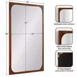 Warm Walnut Rounded Rectangle Wall Mirror
