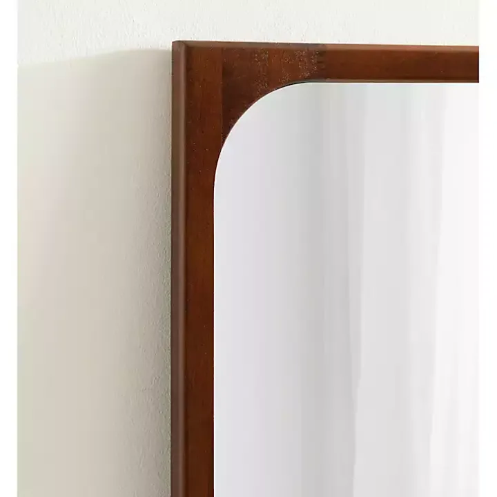 Warm Walnut Rounded Rectangle Wall Mirror
