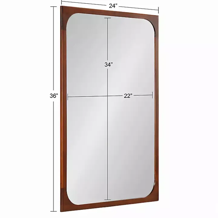 Warm Walnut Rounded Rectangle Wall Mirror
