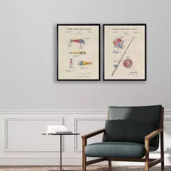 Watercolor Fishing Rod Patent Framed Art Print