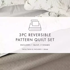 Watercolor Leaves Reversible 3-pc. King Quilt Set