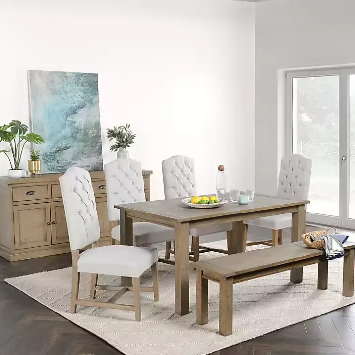 Weathered Brown Pine Wood Dining Table