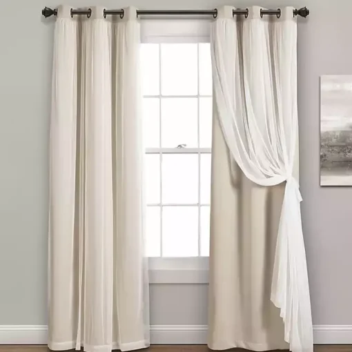 Wheat Curtain Panel Set with Overlay, 108 in.