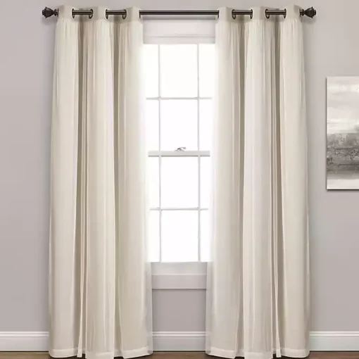 Wheat Curtain Panel Set with Overlay, 108 in.