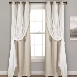 Wheat Curtain Panel Set with Overlay, 108 in.