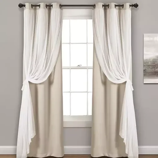 Wheat Curtain Panel Set with Overlay, 108 in.