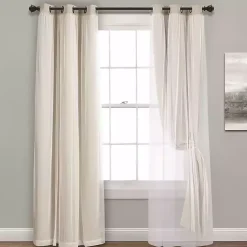 Wheat Curtain Panel Set with Overlay, 108 in.