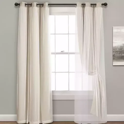Wheat Curtain Panel Set with Overlay, 108 in.