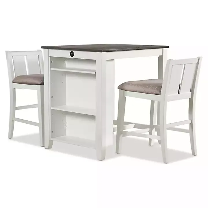 White & Gray Wood Kayla Counter Height 3-pc. Set