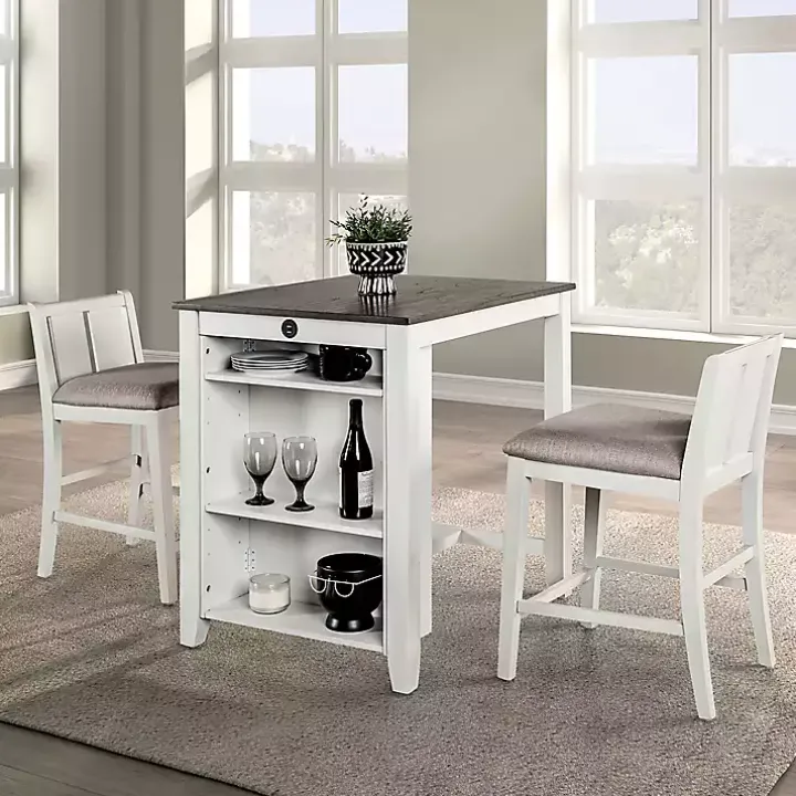 White & Gray Wood Kayla Counter Height 3-pc. Set