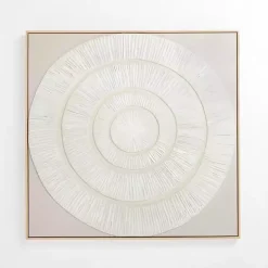 White Abstract Swirl Framed Canvas Art Print
