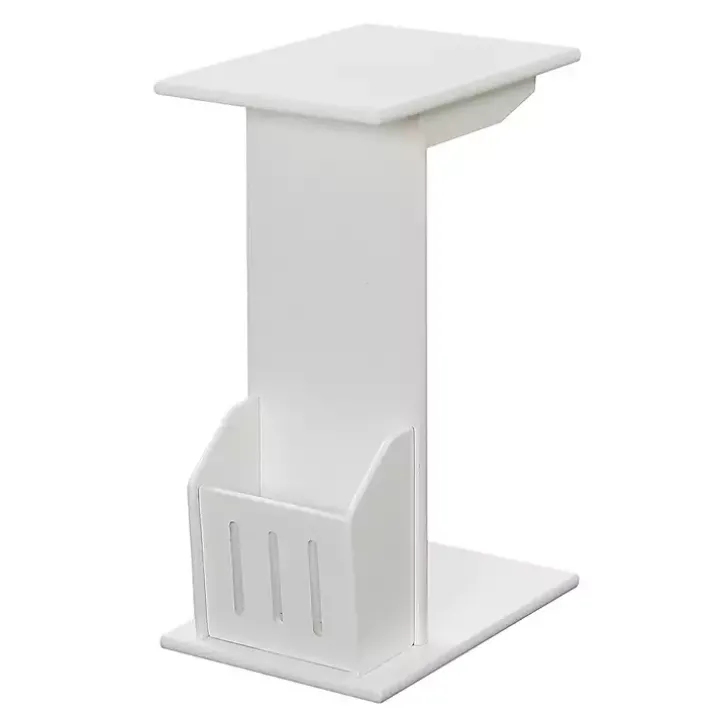 White Accent Table with Magazine Holder
