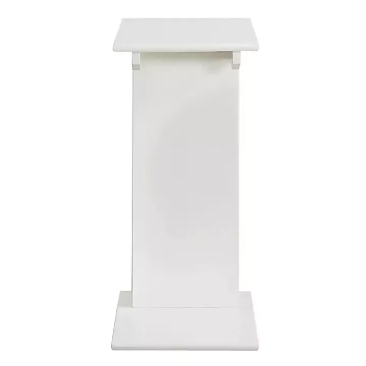 White Accent Table with Magazine Holder