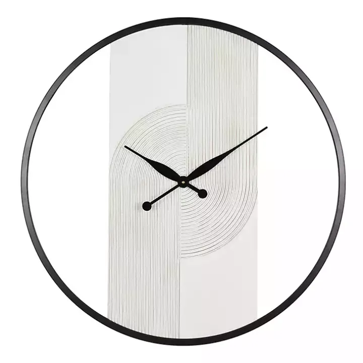 White and Black Carved Open Wall Clock