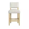 White and Blue Striped Natural Counter Stool