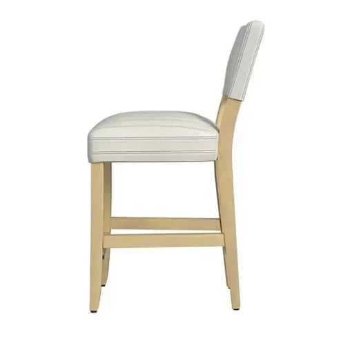 White and Blue Striped Natural Counter Stool