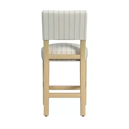 White and Blue Striped Natural Counter Stool