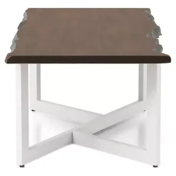 White and Dark Oak Wood Live Edge Coffee Table