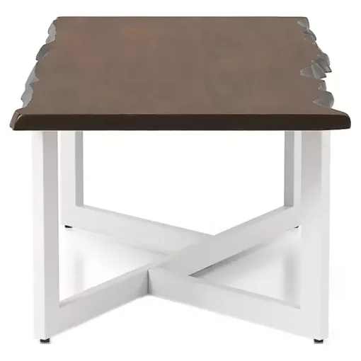 White and Dark Oak Wood Live Edge Coffee Table