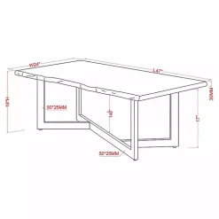 White and Dark Oak Wood Live Edge Coffee Table