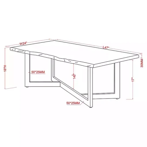 White and Dark Oak Wood Live Edge Coffee Table