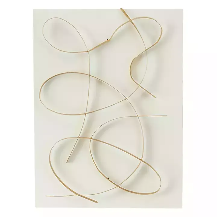 White and Gold Iron Abstract Wave Plaque