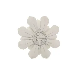 White and Gold Metal Flower Small Wall Plaque