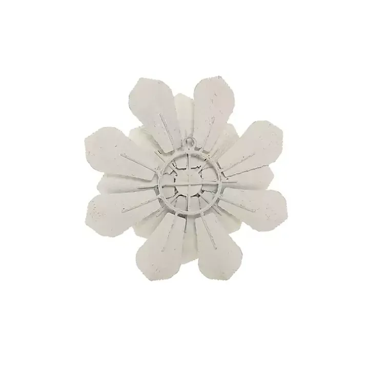 White and Gold Metal Flower Small Wall Plaque