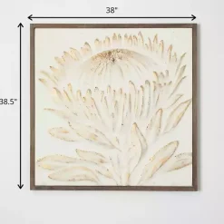 White and Gold Protea Framed Wall Plaque