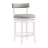 White and Gray Faux Leather Swivel Counter Stool