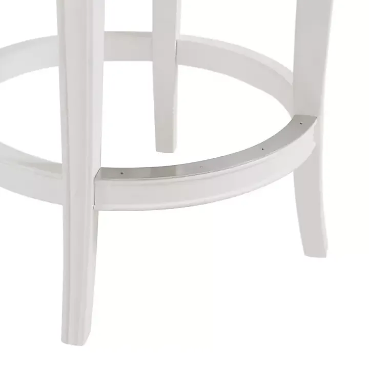White and Gray Faux Leather Swivel Counter Stool