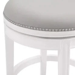 White and Gray Faux Leather Swivel Counter Stool