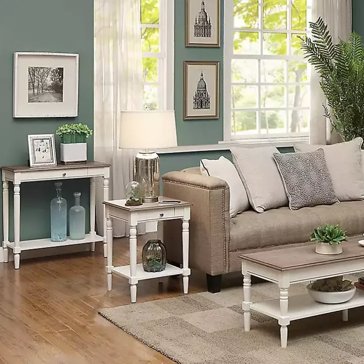 White and Natural Davis Console Table