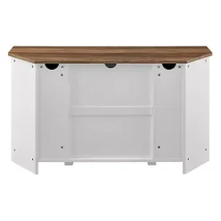 White and Natural Sliding Barn Door TV Stand