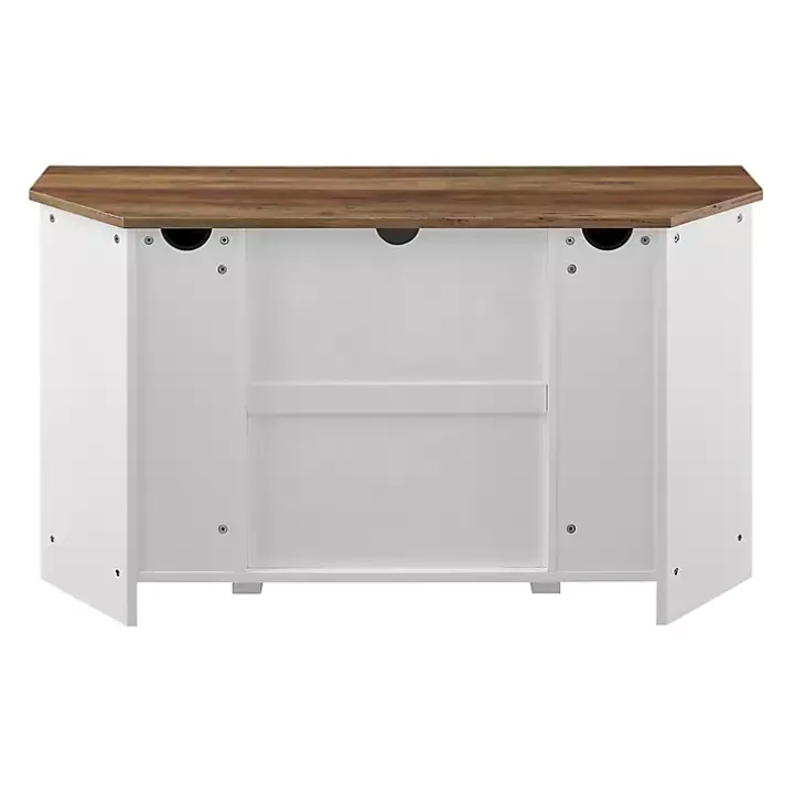 White and Natural Sliding Barn Door TV Stand