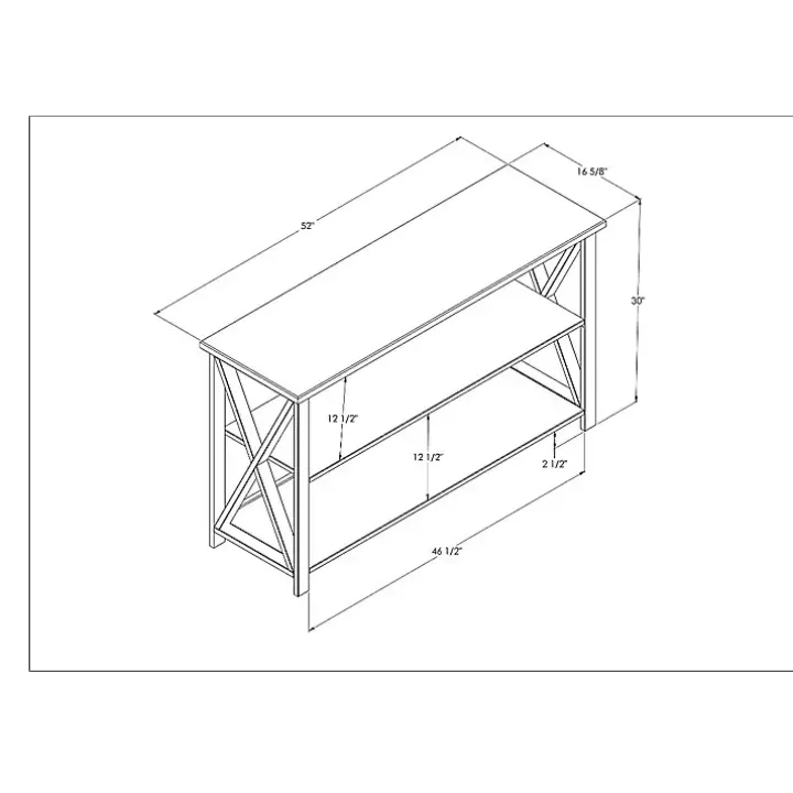 White and Rustic Oak Wood Farmhouse Console Table