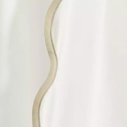 White and Tan Scalloped Curtain Panel Set, 84 in.
