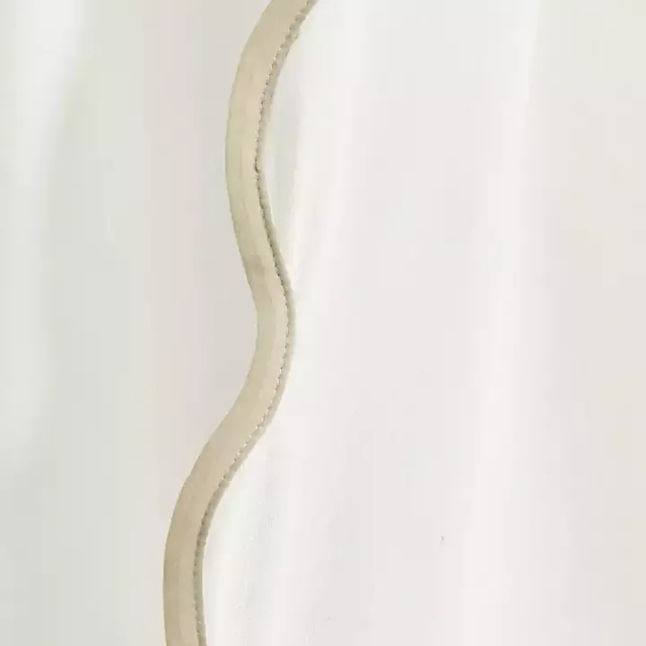 White and Tan Scalloped Curtain Panel Set, 84 in.