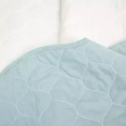 White and Teal Scallop 3-pc. King Quilt Set