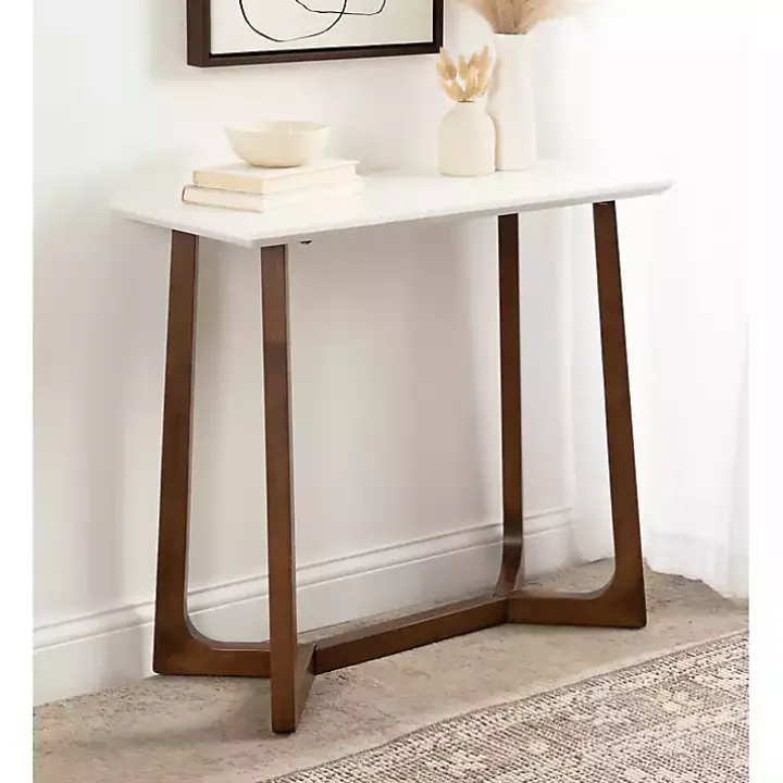 White and Walnut Olivia Console Table