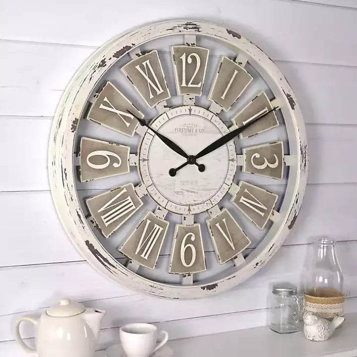 White Antique Plaques Wall Clock