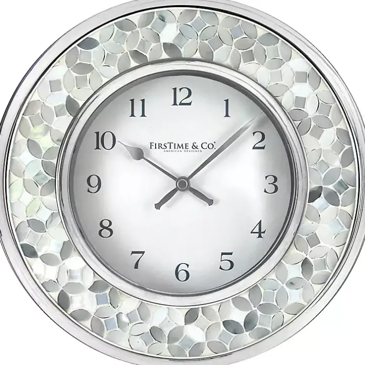 White Arabesque Mosaic Frame Wall Clock