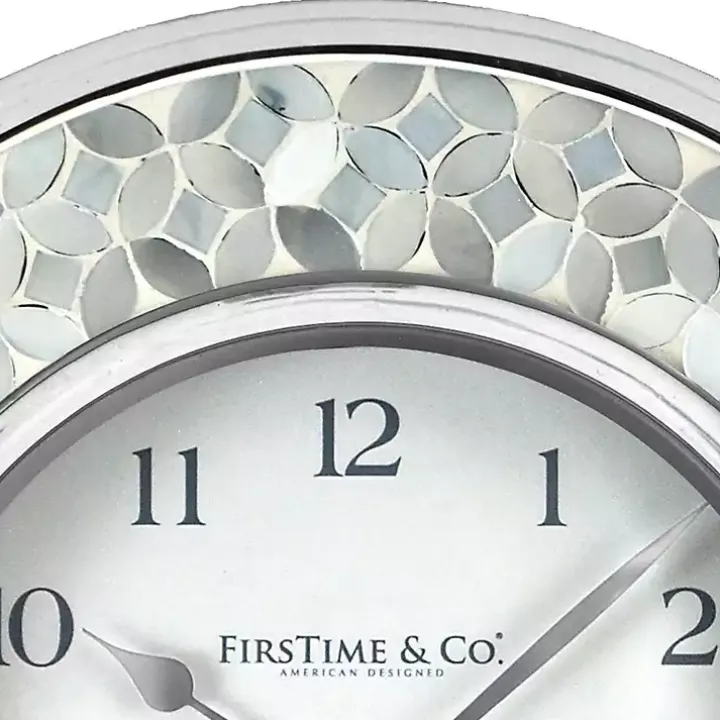 White Arabesque Mosaic Frame Wall Clock