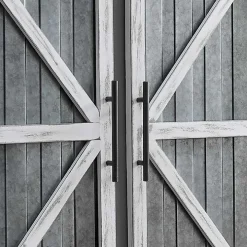 White Barn Door Galvanized Wall Plaques, Set of 2